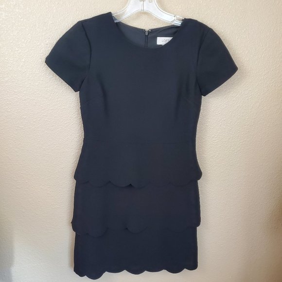Ann Taylor LOFT Scallop Tiered Shift Dress 00P - Picture 2 of 8
